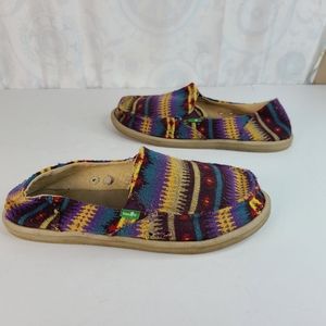 Sanuk Shoes multicolored Southwestern Blanket Sidewalk Slippers women's size 9